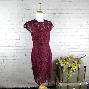 Rachel Zoe Lace Cocktail Sheath Dress In Maroon 8